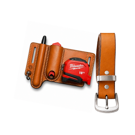 ACR Handmade Leather Tape Measure, Marker & Utility Knife Belt Holder Set with Leather Belt – Premium EDC Work Holster ACR Design Co