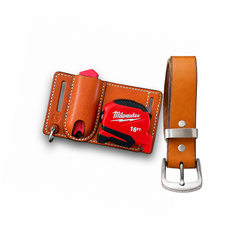 ACR Handmade Leather Tape Measure & Utility Knife Belt Holder Set with Leather Belt – Premium EDC Work Holster ACR Design Co