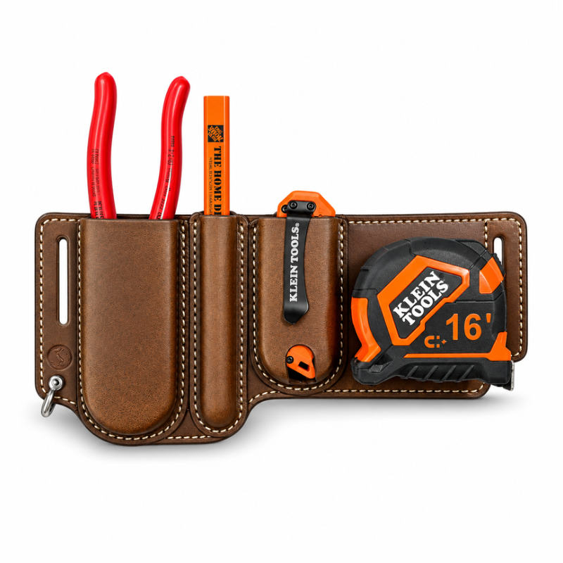 ACR Handmade Leather Tool Holster – Pliers, Tape Measure, Utility Knife & Marker EDC Belt Holder ACR Design Co