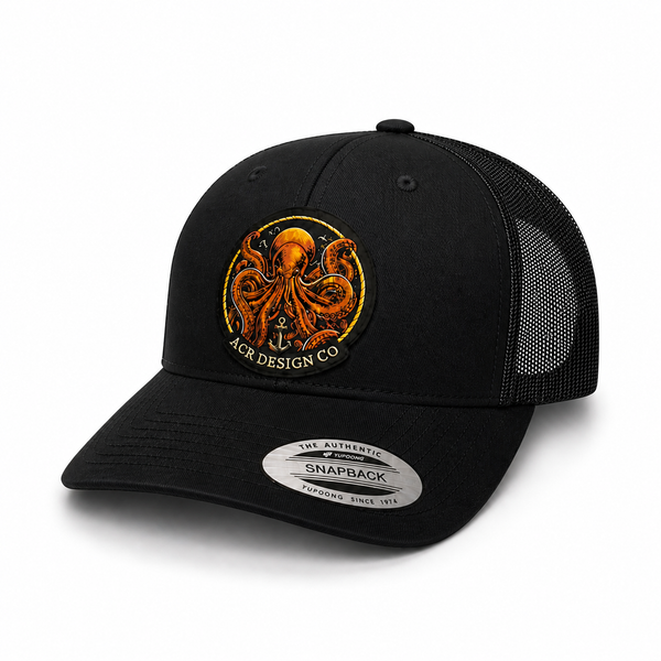 Chasing Depths Leather Patch Trucker Hat. ACR Design Co