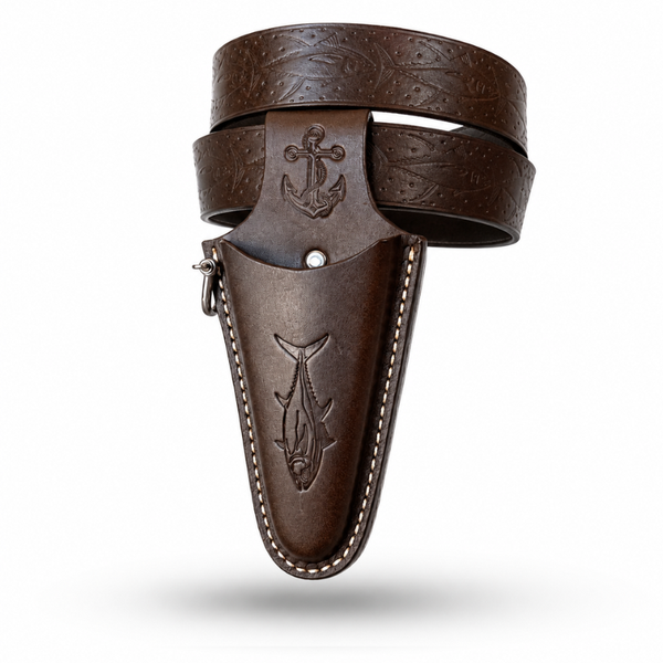 Premium Handmade Leather Fishing Pliers Sheath Belt Combo – Dark Brown Tuna Edition ACR Design Co