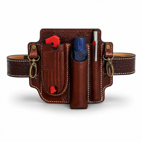 Premium Leather EDC Holster – Knife, Flashlight & Pen Organizer ACR Design Co
