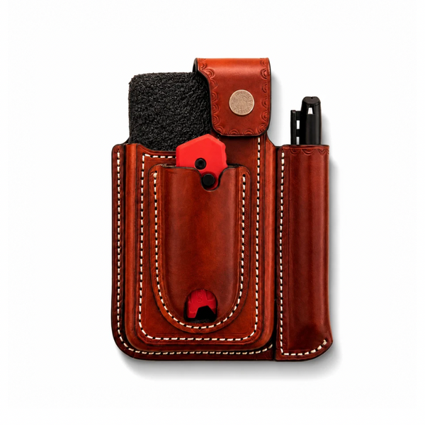 Premium Leather Phone Holster with Utility Knife & Pen Holder ACR Design Co