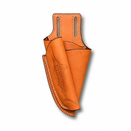 ACR Handmade Fishing Leather 2-Tool Sheath with Line Cutter Holder. Designed with a Clip and Belt Loops. ACR Design Co