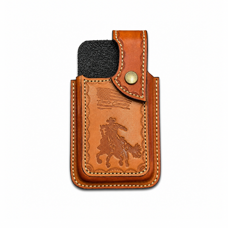 Premium Handmade Leather Phone Belt Holster Case – Cowboy Rodeo Design – Made in USA ACR Design Co