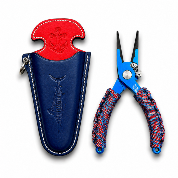 ACR Handmade Fishing Pliers Combo Set with Leather Sheath - Patriotic USA Colors. Marlin Edition. ACR Design Co