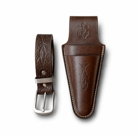 ACR Handmade Leather Fishing Tuna Collection – 2-Tool Sheath & Tuna Belt. Custom Fishing Gear | Made in USA ACR Design Co